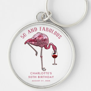 50. Geburtstag Pink Flamingo Partygeschenk Schlüsselanhänger