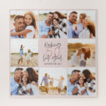 50. Geburtstag pink Girly Glitzer Foto Collage  Puzzle<br><div class="desc">50. Geburtstag moderne rosa mädchenhafte Glitzer Foto Collage Geschenk. Modernes Skripttextdesign. Teil einer Sammlung.</div>
