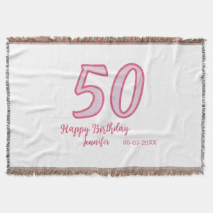 50. Geburtstag pink lila fett Name einfach minimal Decke