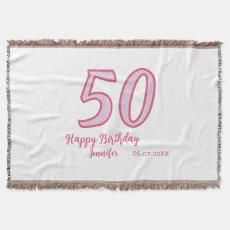 50. Geburtstag pink lila fett Name einfach minimal Decke
