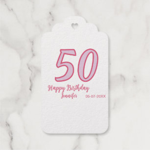 50. Geburtstag pink lila fett Name einfach minimal Geschenkanhänger