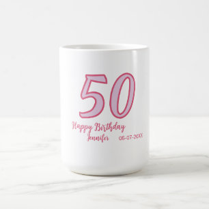 50. Geburtstag pink lila fett Name einfach minimal Kaffeetasse