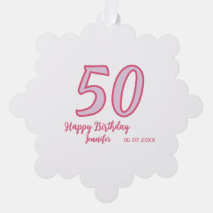 50. Geburtstag pink lila fett Name einfach minimal Ornament Karte