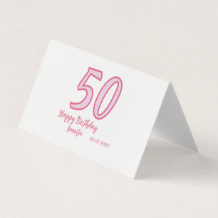 50. Geburtstag pink lila fett Name einfach minimal Visitenkarten