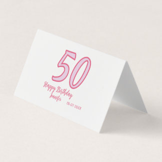 50. Geburtstag pink lila fett Name einfach minimal Visitenkarten