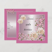 50. Geburtstag Pink Lotus Blossom Floral Einladung (Vorne/Hinten)