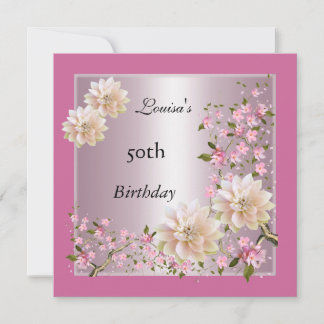 50. Geburtstag Pink Lotus Blossom Floral Einladung