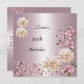 50. Geburtstag Pink Lotus Blossom Floral Einladung (Vorne/Hinten)