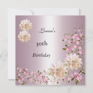 50. Geburtstag Pink Lotusblüten Floral Einladung