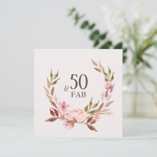 50. Geburtstag Pink Peony Watercolor Flat Card