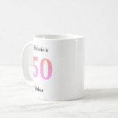 50. Geburtstag Pink Rose Gold Glitzer Namensschild Kaffeetasse (Vorderseite Links)