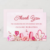 50. Geburtstag Pink Rose Wirbel Herzlichen Dank (Vorne/Hinten)