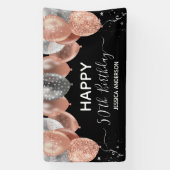 50. Geburtstag Pink Silver Balloons Banner (Vertikal)