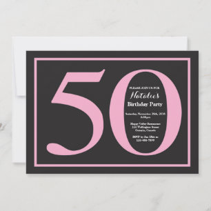 50. Geburtstag Pink und schwarzes Schultafeldesign Einladung