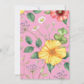 50. Geburtstag Pink Vintag Zeichnend Wildblumen Einladung (Rückseite)