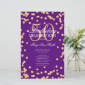50. Geburtstag Programm Gold Glitzer Menü Lila (Stehend Vorderseite)
