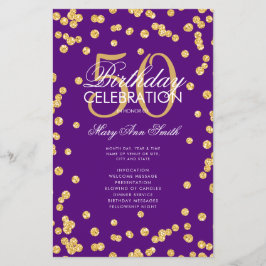 50. Geburtstag Programm Gold Glitzer Menü Lila