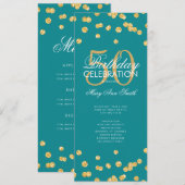 50. Geburtstag Programm Gold Glitzer mit Menü Aqua (Vorne/Hinten)