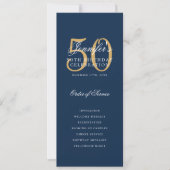 50. Geburtstag Programm Gold Navy Blue Vielen Dank (Vorderseite)