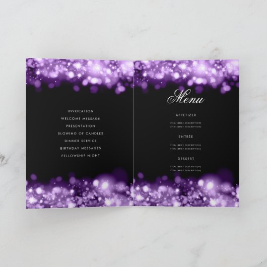 50. Geburtstag Programm Menü Lampen Lila (Innenseite)