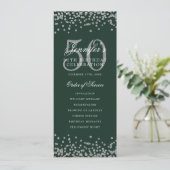 50. Geburtstag Programm Silver Confetti Menü Grün (Stehend Vorderseite)