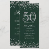 50. Geburtstag Programm Silver Confetti Menü Grün (Vorne/Hinten)
