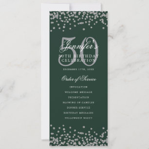 50. Geburtstag Programm Silver Confetti Menü Grün