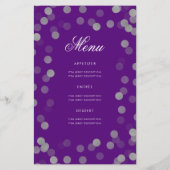 50. Geburtstag Programm Silver Confetti Menü Lila (Rückseite)