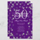 50. Geburtstag Programm Silver Confetti Menü Lila (Vorne/Hinten)