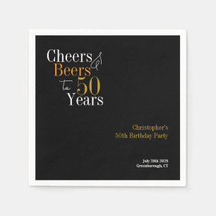 50. Geburtstag Prost und Bierparty Schwarz Gold Serviette