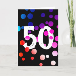 50. Geburtstag Rainbow Dots auf Black Karte