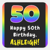 50. Geburtstag: Rainbow Spectrum # 50, Individuell Quadratischer Aufkleber (Vorderseite)