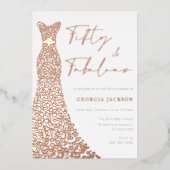 50. Geburtstag, Real Rose Gold Folieneinladung (Vorderseite)