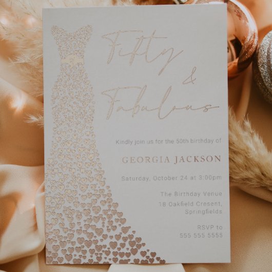 50. Geburtstag, Real Rose Gold Folieneinladung