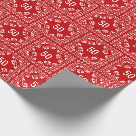 50. Geburtstag Red Bandana Geschenkpapier (Ecke)