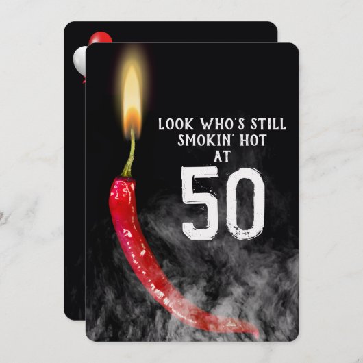 50. Geburtstag Red Hot Pepper Candle Einladung (Vorne/Hinten)