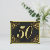 50. Geburtstag Regal Gold Einladung oder Gruß Postkarte (Stehend Vorderseite)
