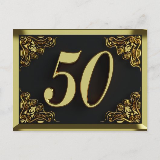 50. Geburtstag Regal Gold Einladung oder Gruß Postkarte (Vorderseite)