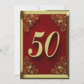 50. Geburtstag Regal Gold Red Greeting oder Einladung (Vorderseite)