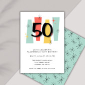 50. Geburtstag Retro Mitteljahrhundert Moderne Far Einladung