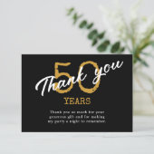 50. Geburtstag Retro Schwarz und Gold Dankeskarte (Stehend Vorderseite)