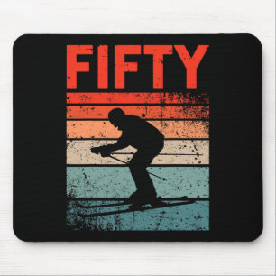 50. Geburtstag Retro-Ski Skifahren 50 Jahre alte M Mousepad