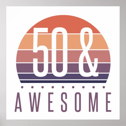 50. Geburtstag Retro Sunset Poster (Vorne)