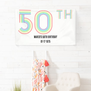 50. Geburtstag Retro Vintage Regenbogen Zahlen Banner