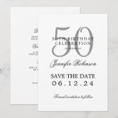 50. Geburtstag Rett Datum mit Details Einladung (Vorne/Hinten)