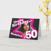 50. Geburtstag rosa benutzerdefinierte Fotokarte Karte (Gelbe Blume)