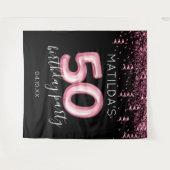 50. Geburtstag Rosa Glitzer Foto Hintergrund Wandteppich (Vorderseite (Horizontal))