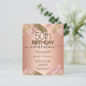 50. Geburtstag Rosa Glitzer Party Einladung (Stehend Vorderseite)