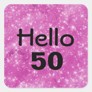 50. Geburtstag Rosa Glitzer Quadratischer Aufkleber