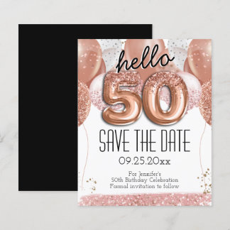 50. Geburtstag Rosa Glitzer Save the Date